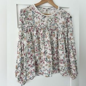Olivaceous floral blouse